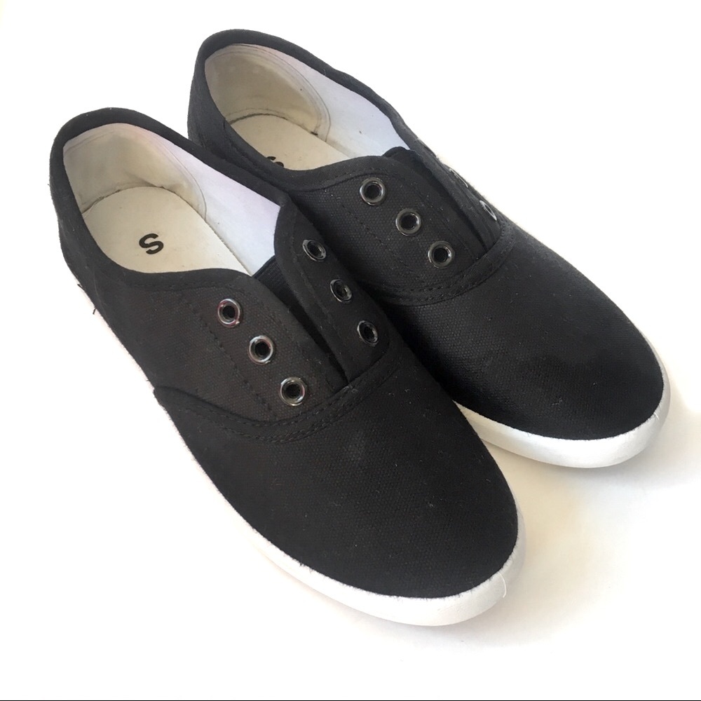Classic Black Canvas Slip-On Sneakers for Women